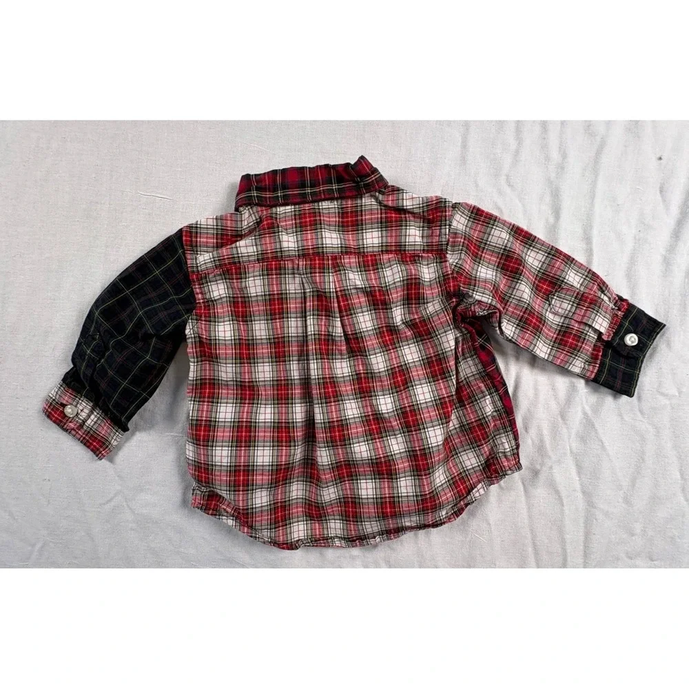 Ralph Lauren Plaid Button Down‎ Shirt Kids 3M Multi Color Patchwork Pony Logo